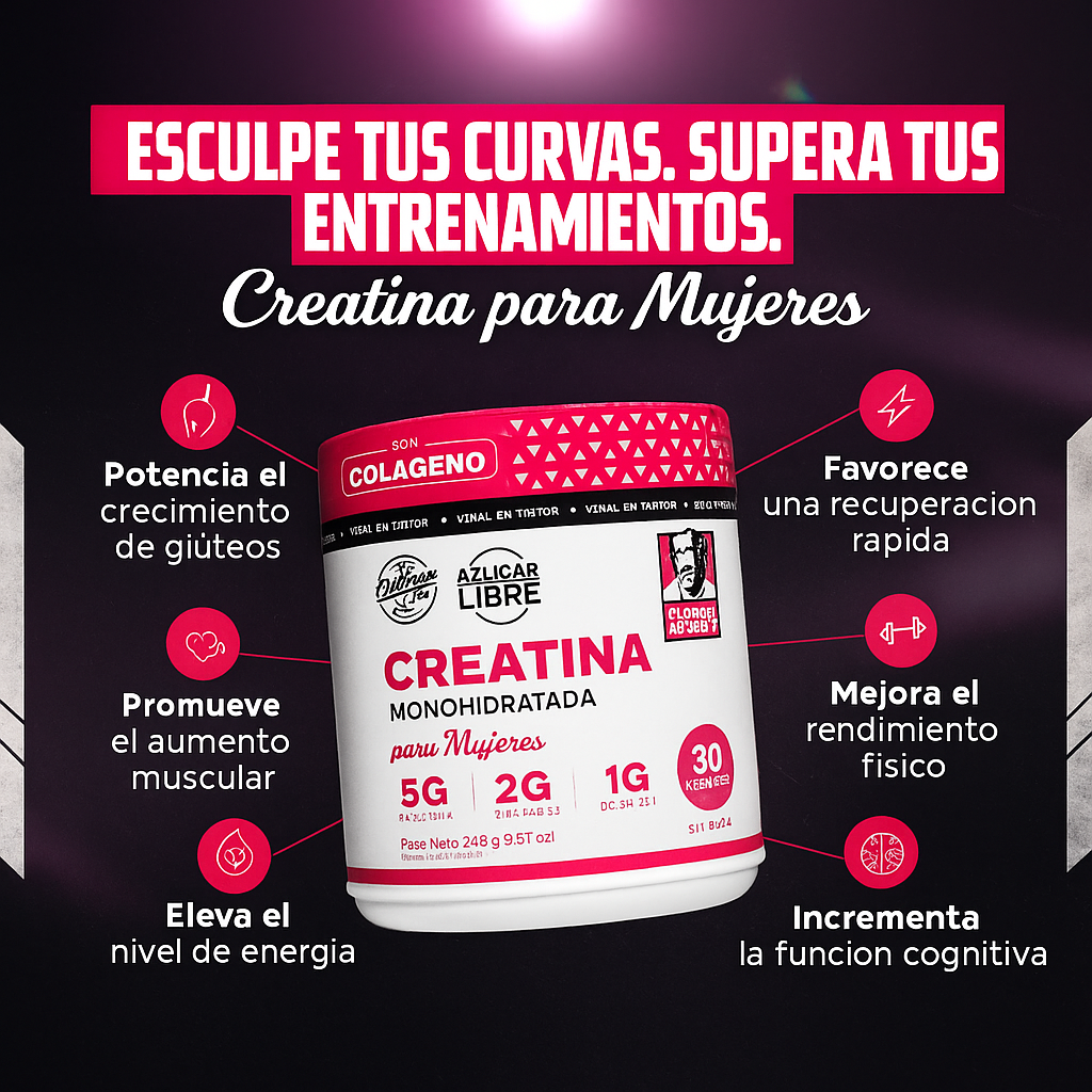 Creatina Old School para Mujeres – Más Energía, Más Fuerza, Más Resultados (250gr)